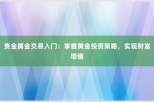 贵金属金交易入门：掌握黄金投资策略，实现财富增值